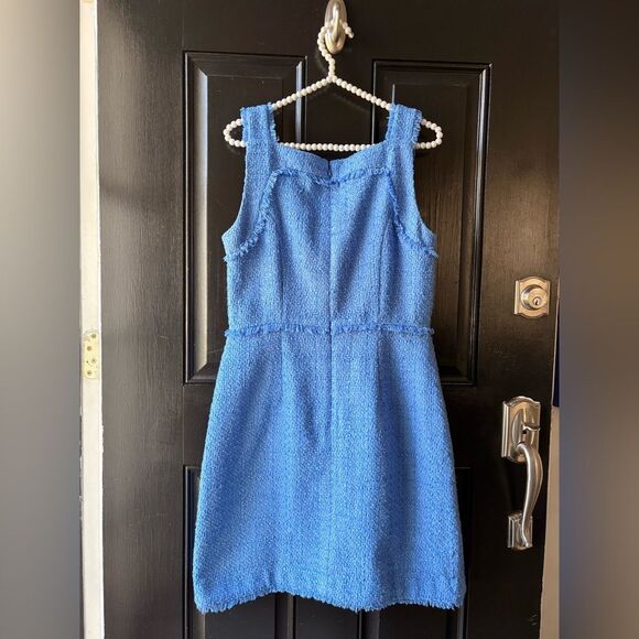 Ann Taylor Blue Tweed Sleeveless Dress Size 6 - Picture 6 of 9